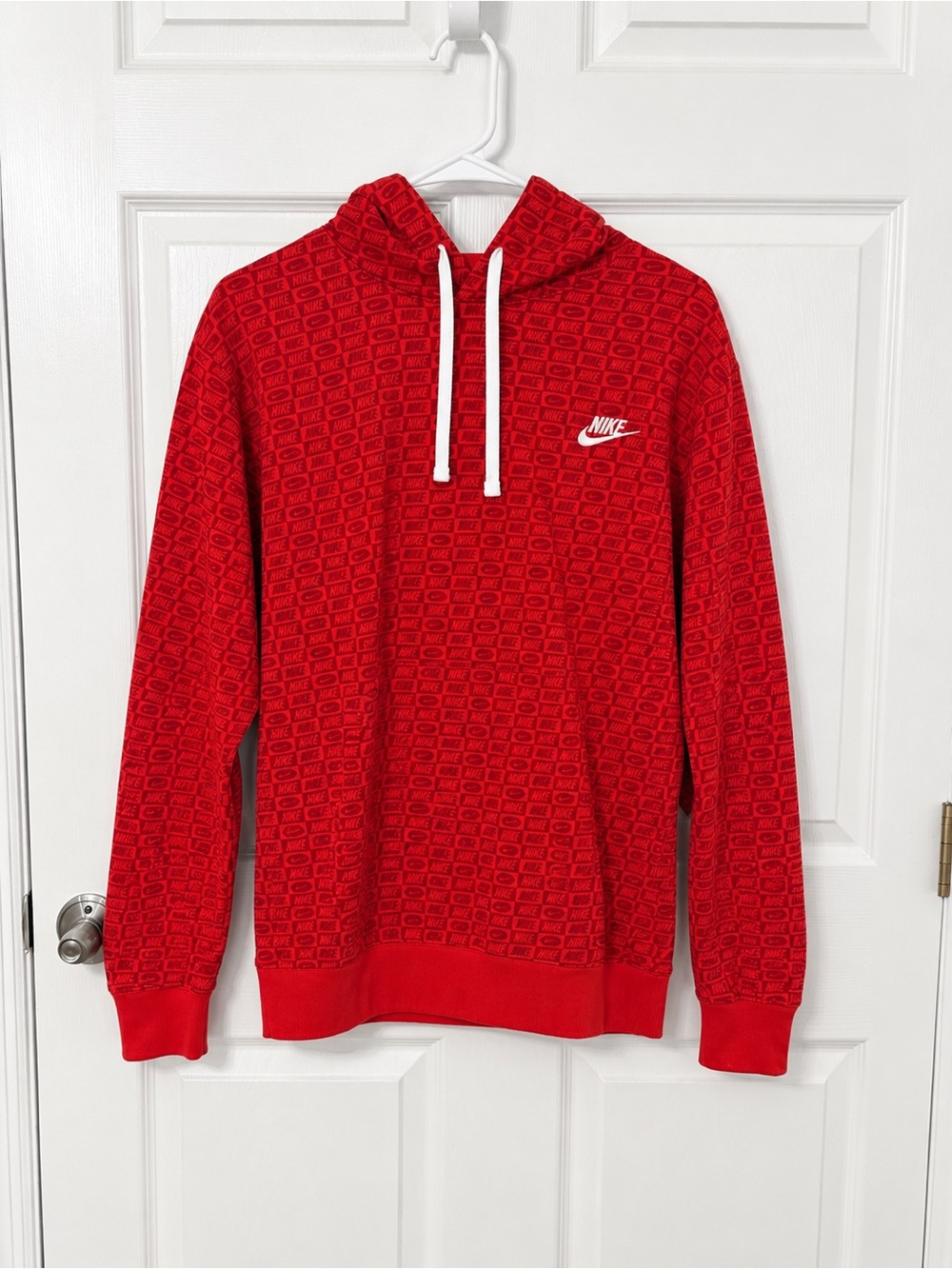 Nike Sportswear Club Fleece All Over Print Red Hoodie Men’s M HJ6886